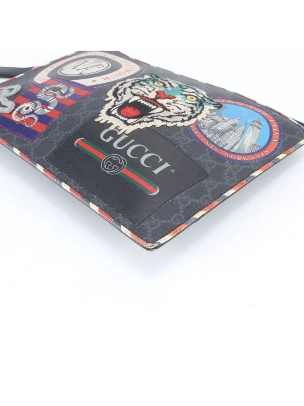 Gucci GG Supreme Night Courier Leather Clutch Pouch Business